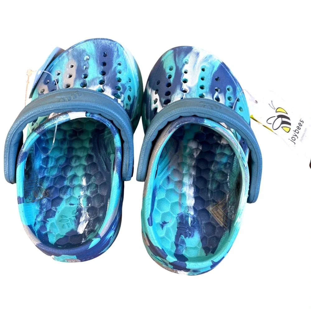 Joybees‎ Kids Everyday Clogs Blue Teal Marble Swirl Size C4/5 NEW